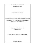 Nghiên cứu kỹ thuật Support Vector Machine và ứng dụng nhận dạng biển báo giao thông