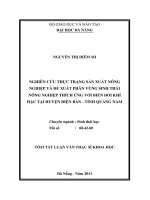 Nghiên cứu thực trạng sản xuất nông nghiệp và đề xuất phân vùng sinh thái nông nghiệp thích ứng với biến đổi khí hậu tại huyện Điện Bàn - Tỉnh Quảng Nam