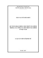 Kế toán hoạt động cho thuê tài chính trong các công ty cho thuê tài chính ở Việt Nam (LA tiến sĩ)