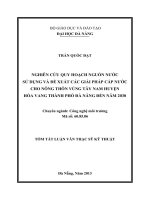 Nghiên cứu quy hoạch nguồn nước sử dụng và đề xuất các giải pháp cấp nước cho nông thôn vùng Tây Nam huyện Hòa Vang thành phố Đà Nẵng 203