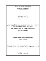 Quản trị kênh phân phối sản phẩm của Công ty Cổ phần Viglacera Hạ Long tại thị trường từ tỉnh Quảng Bình đến Khánh Hòa