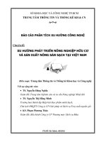 XU HƯỚNG PHÁT TRIỂN NÔNG NGHIỆP HỮU CƠ TRÊN CƠ SỞ SỐ LIỆU SÁNG CHẾ QUỐC TẾ