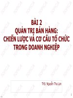 QUẢN TRỊ BÁN HÀNG: CHIẾN LƯỢC VÀ CƠ CẤU TỔ CHỨC TRONG DOANH NGHIỆP