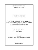 Vận dụng phương pháp tính giá trên cơ sở hoạt động (ABC) tại Công ty TNHH Tân Long Granite