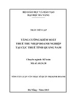 Tăng cường kiểm soát thuế thu nhập doanh nghiệp tại Cục thuế tỉnh Quảng Na