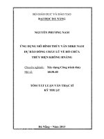 Ứng dụng mô hình thủy văn MIKE NAM dự báo dòng chảy lũ về hồ chứa thủy điện Krông Hnăng