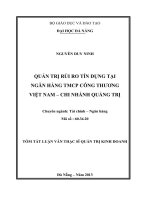 Quản trị rủi ro tín dụng tại Ngân hàng TMCP công thương Việt Nam - Chi nhánh Quảng Tr