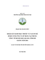 Khảo sát danh mục thuốc và vaccin đã được cung ứng và sử dụng tại trung tâm y tế huyện bắc quang, tỉnh hà giang năm 2014