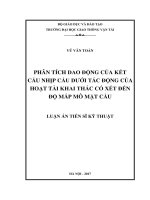 Phân tích dao động của kết cấu nhịp cầu dưới tác động của hoạt tải khai thác có xét đến độ mấp mô mặt cầu (LA tiến sĩ)