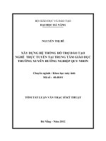 Xây dựng hệ thống hỗ trợ đào tạo nghề trực tuyến tại trung tâm giáo dục thường xuyên hướng nghiệp Quy Nhơ