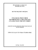 Ứng dụng phần mềm Mathematica cho lời giải của bài toán truyền nhiệt