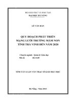 Quy hoạch phát triển mạng lưới trường mầm non tỉnh Trà Vinh đến năm 2020