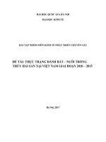 thực trạng đánh bắt – nuôi trồng thủy hải sản tại việt nam giai đoạn 2010 – 2015 