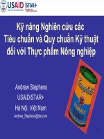 Kỹ năng Nghiên cứu các Tiêu chuẩn và Quy chuẩn Kỹ thuật đối với Thực phẩm Nông nghiệp