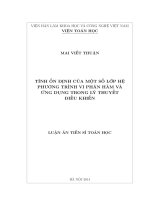 Tính ổn định của một số lớp hệ phương trình vi phân hàm và ứng dụng trong lý thuyết điều khiển (LA tiến sĩ)