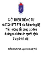 Giới Thiệu Thông Tư Số 072011Tt-Byt Của Bộ Trưởng Bộ Y Tế Hướng Dẫn Công Tác Điều Dưỡng Về Chăm Sóc Người Bệnh Trong Bệnh Viện