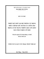 Thiết kế chế tạo hệ thống tự động điều chỉnh góc đánh lửa sớm cho động cơ sử dụng nhiên liệu LPG kéo máy phát điện cỡ nhỏ