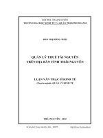 Quản lý thuế tài nguyên trên địa bàn tỉnh Thái Nguyên (LV thạc sĩ)