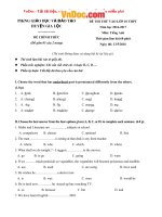 Đề thi tuyển sinh vào lớp 10 môn Tiếng Anh CÓ ĐÁP ÁN Hải Dương năm 2016  2017