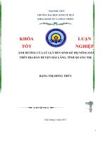 ẢNH HƯỞNG của lũ lụt đến SINH kế hộ NÔNG dân TRÊN địa bàn HUYỆN hải LĂNG, TỈNH QUẢNG TRỊ
