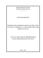 Marketing mix cho dịch vụ quảng cáo trực tuyến của công ty TNHH đầu tư và phát triển công nghệ timenet toàn cầu 