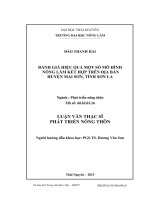 Đánh giá hiệu quả một số mô hình nông lâm kết hợp trên địa bàn huyện Mai Sơn, tỉnh Sơn La (LV thạc sĩ)
