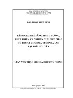 Đánh giá khả năng sinh trưởng, phát triển và nghiên cứu biện pháp kỹ thuật cho hoa tulip Hà Lan tại Thái Nguyên (LV thạc sĩ)