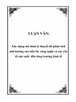 Xây dựng mô hình lý thuyết để phân tích ảnh hưởng của tiến bộ công nghệ và các yếu tố sản xuất đến tăng trưởng kinh tế