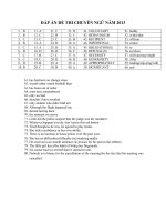 Đề thi tuyển sinh vào lớp 10 môn Tiếng Anh CÓ ĐÁP ÁN chuyên ngoại ngữ năm 2013