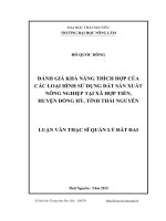 Đánh giá khả năng thích hợp của các loại hình sử dụng đất phục vụ sản xuất nông nghiệp tại xã Hợp Tiến, huyện Đồng Hỷ, tỉnh Thái Nguyên (LV thạc sĩ)