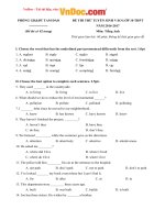 Đề thi tuyển sinh vào lớp 10 môn Tiếng Anh CÓ ĐÁP ÁN Tam Đảo, Vĩnh Phúc năm 2016  2017