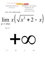 Đề kiểm tra 1 tiết học kì 2 môn Toán giải tích lớp 11 trường THPT Ngô Gia Tự, Đăk Lăk năm học 2016  2017 
