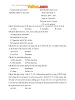 Đề thi giữa học kì 2 môn Hóa học lớp 11 trường THPT Lý Thái Tổ, Bắc Ninh năm học 2016  2017 