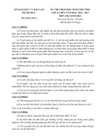 Đề thi học sinh giỏi môn Sinh học lớp 12 tỉnh Hải Dương năm 2017 có đáp án