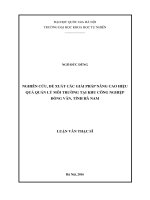 Nghiên cứu, đề xuất các giải pháp nâng cao hiệu quả quản lý môi trường tại khu công nghiệp Đồng Văn, tỉnh Hà Nam