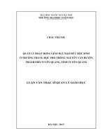 tóm tắt Quản lý hoạt động giáo dục đạo đức học sinh ở trường Trung học phổ thông Nguyễn Văn Huyên, thành phố Tuyên Quang, tỉnh Tuyên Quang