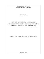 Biện pháp quản lý hoạt động dạy học của Hiệu trưởng trường Trung học phổ thông Vĩnh Chân - Huyện Hạ Hòa - Tỉnh Phú Thọ