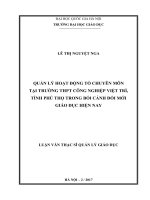 tóm tắt Quản lý hoạt động tổ chuyên môn tại trường THPT Công nghiệp Việt Trì – tỉnh Phú Thọ trong bối cảnh đổi mới giáo dục hiện nay