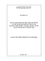 Quản lý hoạt động dạy học theo chuyên đề cấp trung học phổ thông ở Trung tâm Giáo dục nghề nghiệp – Giáo dục thường xuyên huyện Thanh Thủy, tỉnh Phú Thọ
