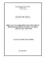 Hiệu lực của hợp đồng mua bán nhà ở hình thành trong tương lai theo pháp luật Việt Nam  (Tài liệu là bản tóm tắt )