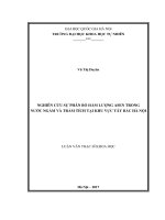 Nghiên cứu sự phân bố Asen trong nước ngầm và trầm tích tại khu vực Tây Bắc Hà Nội