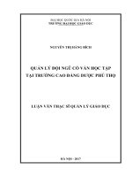 Quản lý đội ngũ cố vấn học tập tại Trường Cao đẳng Dược Phú Thọ