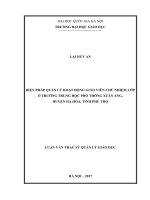 Biện pháp quản lý hoạt động giáo viên chủ nhiệm lớp ở Trường trung học phổ thông Xuân Áng, huyện Hạ Hòa, tỉnh Phú Thọ