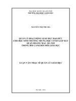 tóm tắt Quản lý hoạt động giáo dục đạo đức cho học sinh trường Trung học cơ sở Giáp Bát, quận Hoàng Mai, Hà Nội trong bối cảnh đổi mới giáo dục