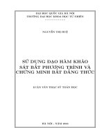 Sử dụng đạo hàm khảo sát bất phương trình và chứng minh bất đẳng thức