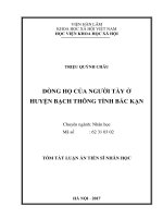 Dòng họ của người tày ở huyện bạch thông, tỉnh bắc kạn (tt)