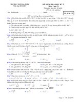 Đề thi học kì 2 môn Toán lớp 11 trường THPT Đa Phúc, Hà Nội năm học 2016  2017 