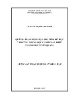 Quản lí hoạt động dạy học môn Tin học ở trường trung học cơ sở Phan Thiết thành phố Tuyên Quang