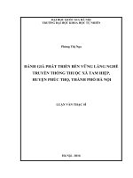 Đánh giá phát triển bền vững làng nghề truyền thống thuộc xã Tam Hiệp, huyện Phúc Thọ, Thành phố Hà Nội