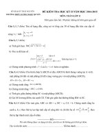 Đề thi học kì 2 môn Toán lớp 11 năm 2015 trường THPT Lương Ngọc Quyến, Thái Nguyên 